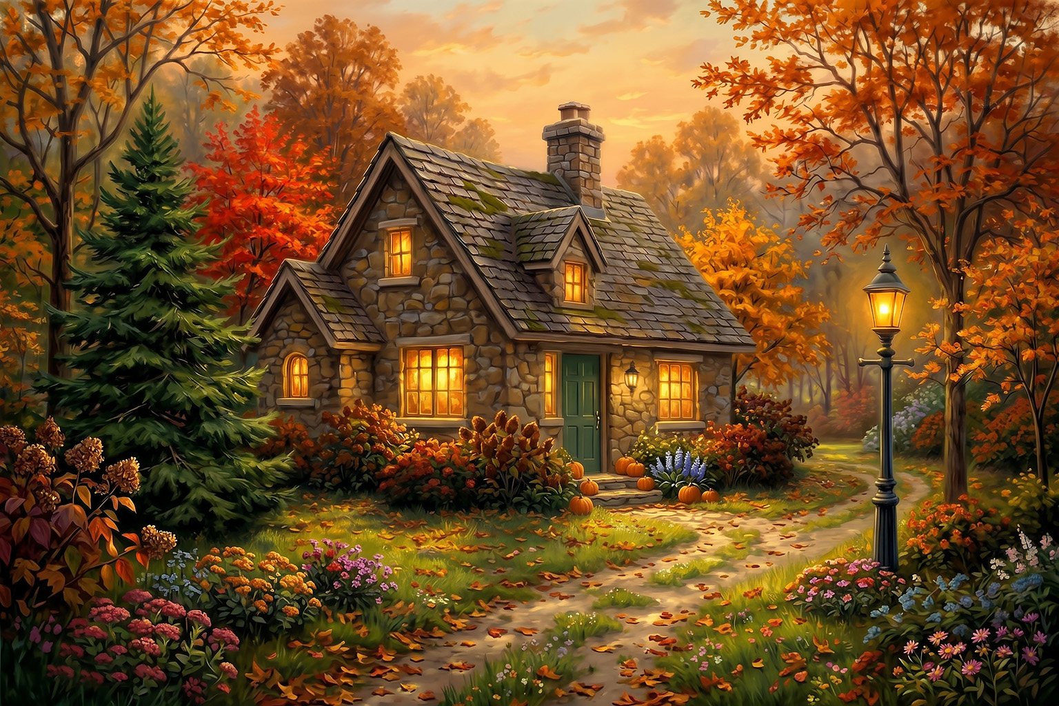 Autumn cottage scene